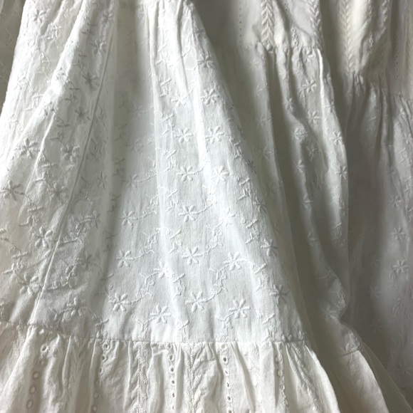Lauren Ralph Lauren Jeans Co Boho Eyelet Midi Skirt A-line Cotton White Size 12 - Picture 4 of 10